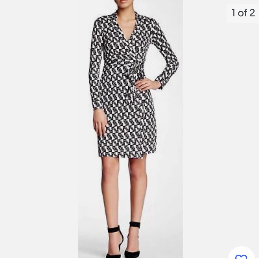 DVF Jeanne Silk Wrap Dress in Logo Print - 2